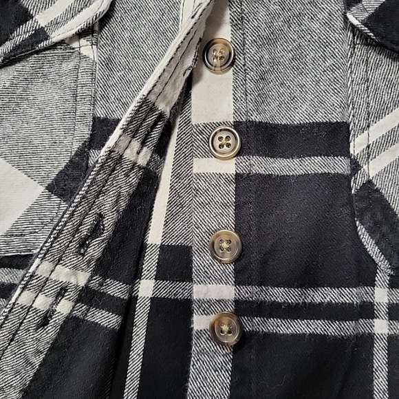 Oxgear Women's Shirt Size XL Black & White Plaid Button Down Flannel - Picture 7 of 12